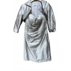 NEW MON CHERI women's kathy ireland mini dress with jacket in platinum